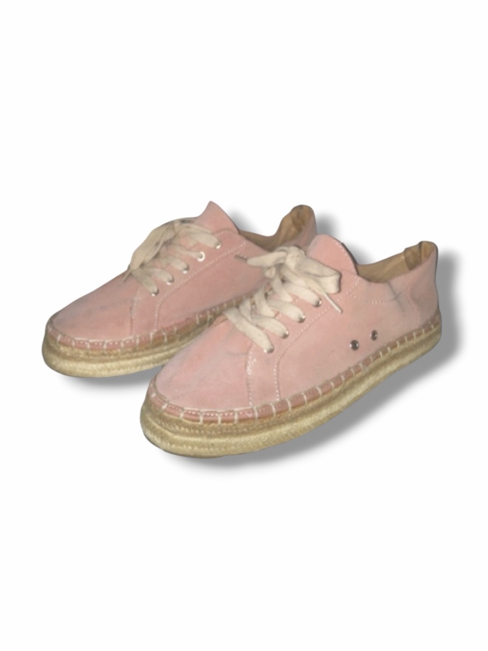 Zara Split Suede Espadrille Sneakers Bluchers Pink